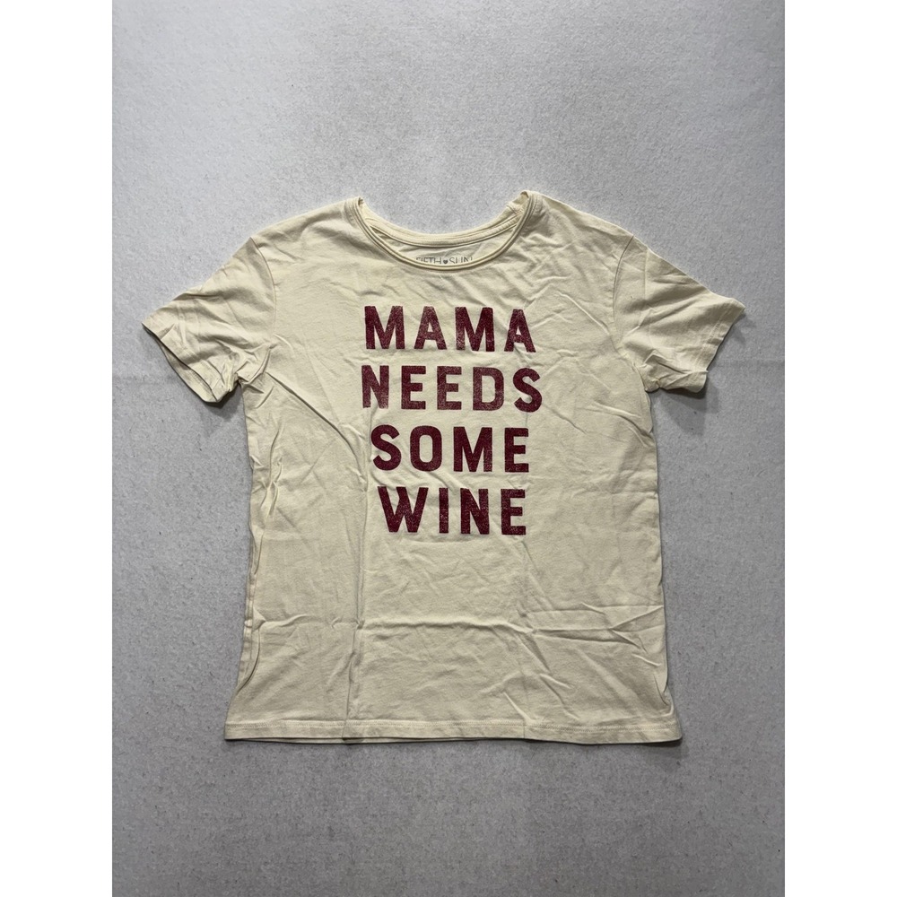 Fifth Sun Shirt Womens Medium White Mama Needs Some Wine Graphic Tee Casual